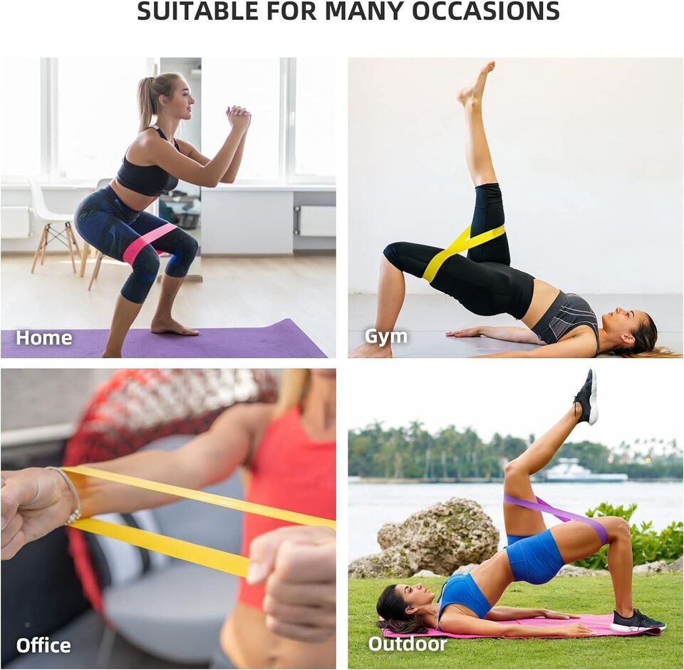 5-Pack Resistance Loop Exercise Bands – Full Body Workout & Therapy Bands for Home Fitness