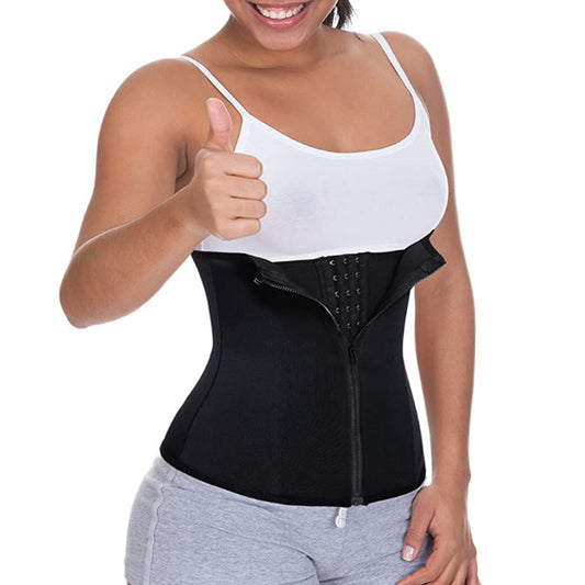 Amazon hot-selling zipper three-breasted belt neoprene corset body burst SWEAT fitness postpartum body girdle - Pure Forms